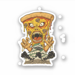 Griezelige Monster Pizza Japan Kasteel Grappige Fo Sticker
