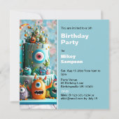 GRIEZELIGE MONSTERS CAKE KINDEREN VERJAARDAG KAART (Achterkant)