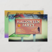 Griezelige motel bord uitnodiging (Voorkant / Achterkant)