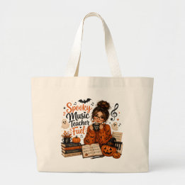 Griezelige Muziekonderwijzer Brandstof Halloween B Grote Tote Bag