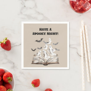 Griezelige Nacht Boek Spoken Vleermuizen Halloween Servet