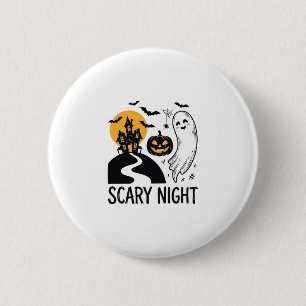 Griezelige Nacht Halloween Spokenhuis Spook Ontwer Ronde Button 5,7 Cm