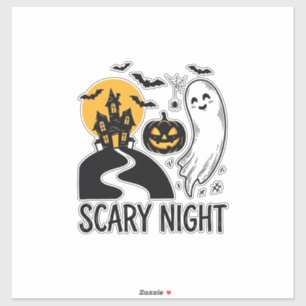 Griezelige Nacht Halloween Spokenhuis Spook Ontwer Sticker