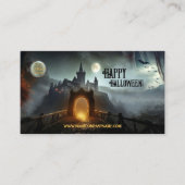 Griezelige Nacht Kasteel Halloween Zakelijke Kaart Visitekaartje (Voorkant)