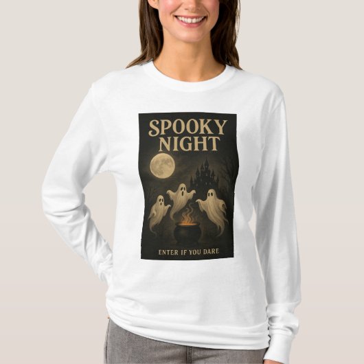 Griezelige Nacht, Kom Als Je Durft T-shirt (Voorkant)