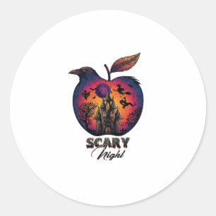 Griezelige Nacht Raven Appel Spooky Geheime Kastee Ronde Sticker