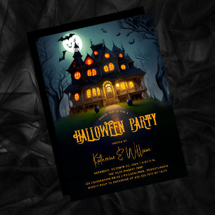 Griezelige Nacht Spokenhuis Halloween Feest Kaart
