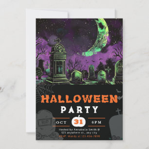 Griezelige Nachtelijke Hemel Sikkelmaan Halloween Kaart
