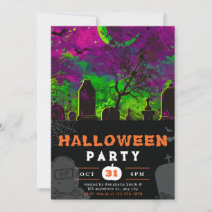 Griezelige Nachtelijke Hemel Sikkelmaan Halloween Kaart