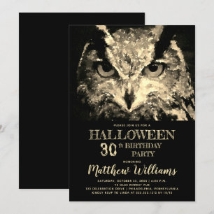 Griezelige Nachtuil Halloween 30e Verjaardagsfeest Kaart