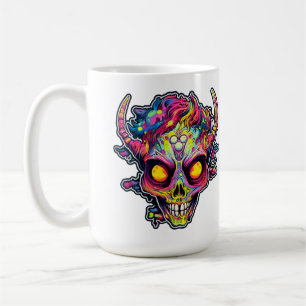 Griezelige neon schedel demon koffiemok