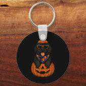 Griezelige Newfoundlandse hond pompoen Halloween N Sleutelhanger (Voorkant)