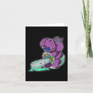 Griezelige Nijlpaard Angstaanjagende Vaporwave Die Kaart