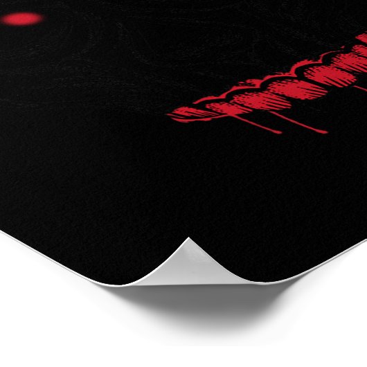 Griezelige ogen schedel met tanden en rode ogen Ha Poster (Hoek)