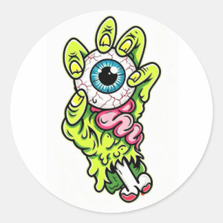 Griezelige Oogbal Monster Hand Vinyl Sticker - Hal