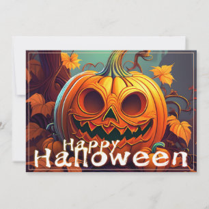 Griezelige oranje pompoen met gezicht, Halloween