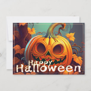 Griezelige oranje pompoen met gezicht, Halloween