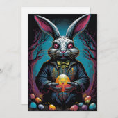 Griezelige paashaas horror feestdagenkaart (Voorkant / Achterkant)