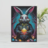 Griezelige paashaas horror feestdagenkaart (Staand voorkant)