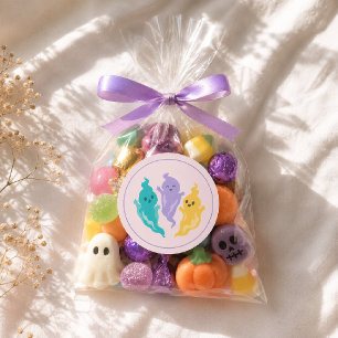Griezelige Pastel Kleur Schattige Halloween Geest Ronde Sticker
