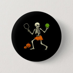 Griezelige Pickleball Halloween Skelet Kostuum Vro Ronde Button 5,7 Cm