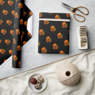 Griezelige Pompoen Gelukkig Halloween Screwball Af Cadeaupapier