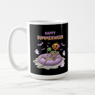 Griezelige Pompoen Gezicht Skelet Pret Happy Summe Koffiemok