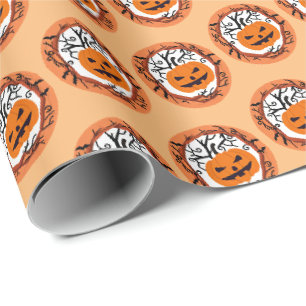 Griezelige Pompoen Halloween Cadeaupapier