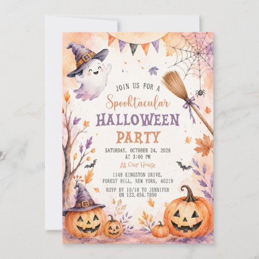 Griezelige Pompoen Halloween Feest Uitnodiging (Voorkant)