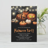 Griezelige Pompoen Halloween Feest Uitnodiging (Staand voorkant)