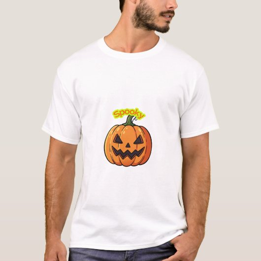 Griezelige Pompoen Halloween Ontwerp T-shirt (Voorkant)
