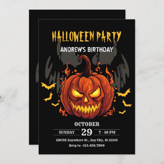 Griezelige pompoen Halloween verjaardag Kaart (Voorkant / Achterkant)