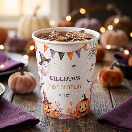Griezelige Pompoen Halloween Verjaardag Papieren B Bekers