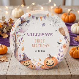 Griezelige Pompoen Halloween Verjaardag Papieren B Bordje