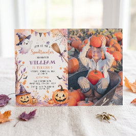 Griezelige Pompoen Halloween Verjaardagsfeest Uitn Kaart