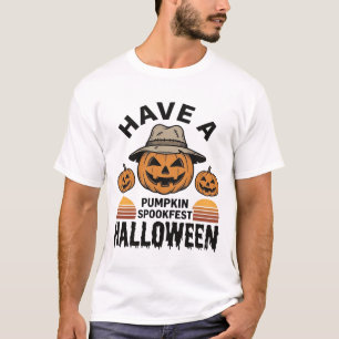 Griezelige Pompoen Halloween Vintage Gravure Shirt