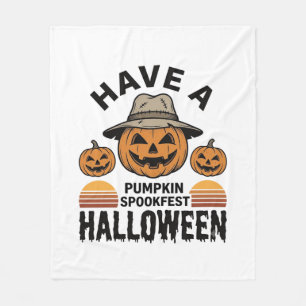 Griezelige Pompoen Halloween Vintage Gravure Shirt Fleece Deken