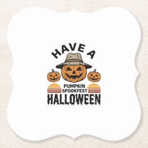 Griezelige Pompoen Halloween Vintage Gravure Shirt Kartonnen Onderzetters