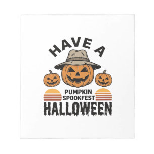 Griezelige Pompoen Halloween Vintage Gravure Shirt Notitieblok