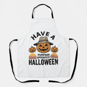 Griezelige Pompoen Halloween Vintage Gravure Shirt Schort