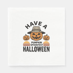 Griezelige Pompoen Halloween Vintage Gravure Shirt Servet