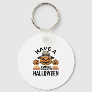 Griezelige Pompoen Halloween Vintage Gravure Shirt Sleutelhanger
