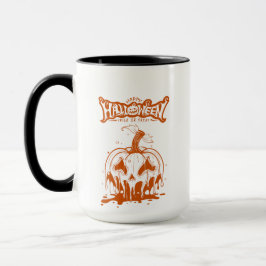 griezelige pompoen Halloween wit oranje Mok