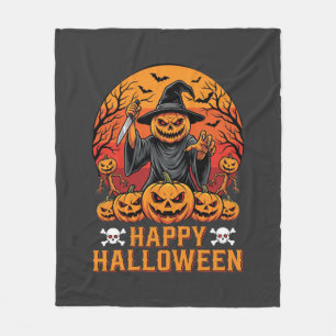 Griezelige Pompoen Heks Fijne Halloween Vectorontw Fleece Deken