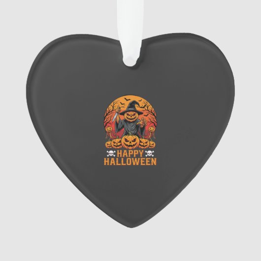 Griezelige Pompoen Heks Fijne Halloween Vectorontw Ornament (voorkant)