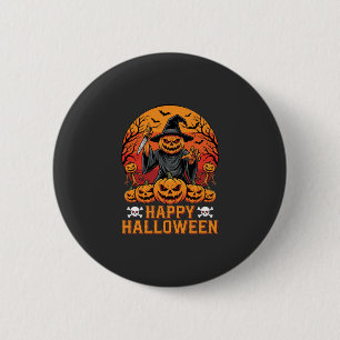 Griezelige Pompoen Heks Fijne Halloween Vectorontw Ronde Button 5,7 Cm