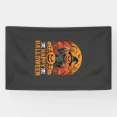 Griezelige Pompoen Heks Fijne Halloween Vectorontw Spandoek (Horizontaal)
