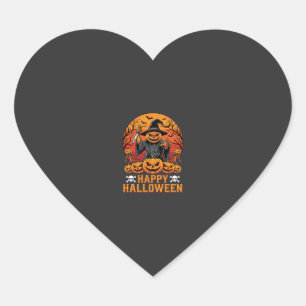 Griezelige Pompoen Heks Happy Halloween Vector Des Hart Sticker