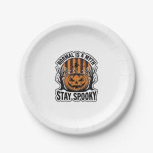 Griezelige Pompoen Heks Vintage Gravure Halloween  Papieren Bordje