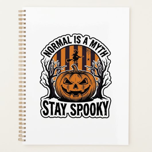 Griezelige Pompoen Heks Vintage Gravure Halloween Planner (Voorkant)
